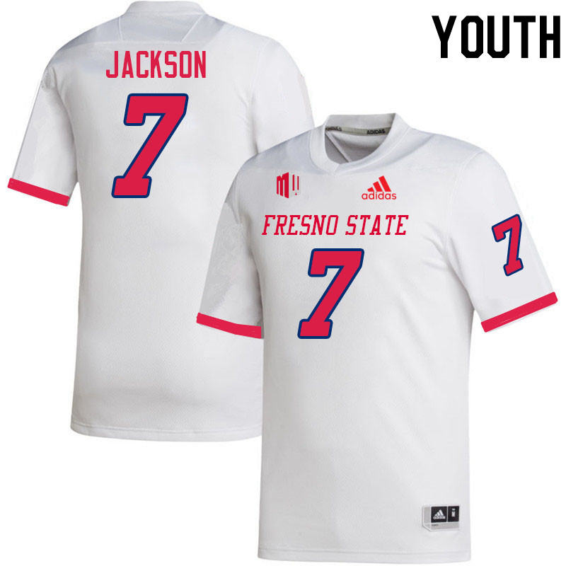 Youth #7 Phoenix Jackson Fresno State Bulldogs College Football Jerseys Stitched-White